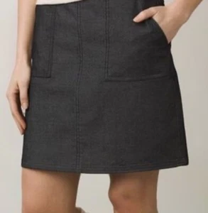 prAna Kara Rock A-Linie seitlicher Reißverschluss Taschen anthrazitgrau Rock Damengröße 2 - Bild 1 von 8