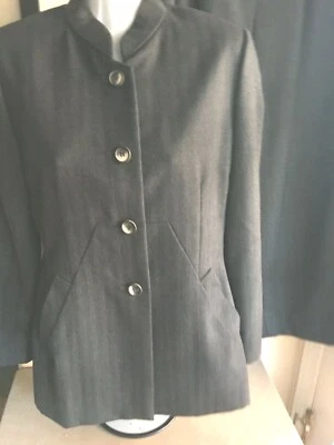 Bill Blass Neiman Marcus Pantalones 6 Negro Carbón Espiga Pantalón Traje Bolsillos Foto 1 de 4