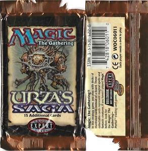 MTG: URZA'S SAGA empty Phyrexian Colossus Booster wrapper; rear tears, NO CARDS - Picture 1 of 2