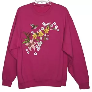 Vintage Colibrí Floral Rosa Mujer Sudadera M - Imagen 1 de 3