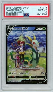 2022 POKEMON SWORD & SHIELD SILVER TEMPEST #TG13 FULL ART/SERPERIOR V PSA 10 - Picture 1 of 2
