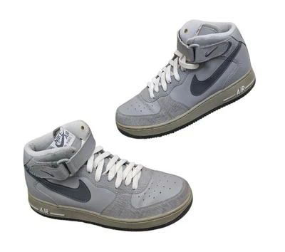 Nike Air Force 1 Shoes Youth Size 7Y Womens Size 8.5 Gray Lace Up Mid Sneakers  - Image 1 of 4