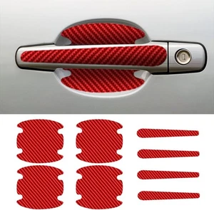 8 PIEZAS Protectores Antiarañazos Manija Puerta Coche, Fibra de Carbono Rojo-8 PIEZAS - Imagen 1 de 8