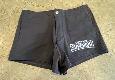 Aussiebum Superior Stav Swim Shorts Men Med Gray Solid Superior Trunks Stretch - Image 1 of 4