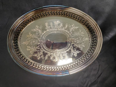 Bandeja Galería Ovalada Oneida Ridgewood De Colección 10 3/4" Plateada en Caja Original Foto 1 de 4
