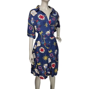 Vintage 80er Jahre Maritim Print Button-Down Top & Ultra High-Waist Shorts Set - Bild 1 von 11