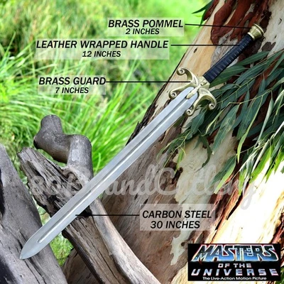 Handmade He-Man Sword Replica 1987 Movie Carbon Steel Blade Cosplay Sword  - Image 1 of 4