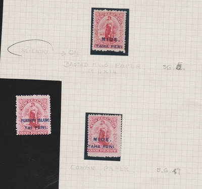 Niue SG5 1d Sobreimpresión TAHA PENI Papel Basted Mills, Papel Cowan e Isla Penrhyn Foto 1 de 2