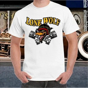 LONE WOLF PISTON T-SHIRT T SHIRT CLOTHING APPAREL HOT ROD MOTROCYCLE TSHIRT - Picture 1 of 8