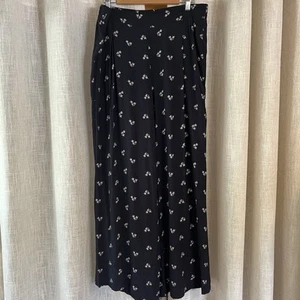 Cabi Women's XL Black Palazzo Elastic Waist Boho Wide Legs Pants White Stars - Picture 1 of 11