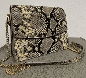 Tory Burch Python Snakeskin Print Leather flap crossbody or hand bag - Picture 1 of 17