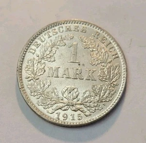 1915 D Germany 1 Mark World Silver Coin - Picture 1 of 2