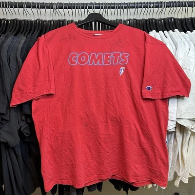 VTG 90s Houston Comets WNBA Jersey T Shirt XL Champion Red Autographed By Player - Image 1 of 4