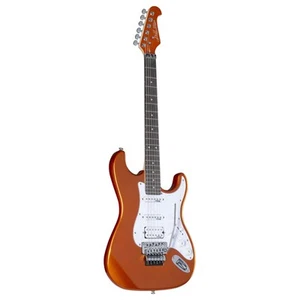 E-Gitarre ST-Style Metallic Orange Lindekorpus Ahornhals Wilkinson Tonabnehmer - Zdjęcie 1 z 3