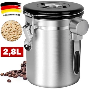Edelstahl Kaffeedose Luftdicht Vorratsdose 2,8L Kaffeebohnen Behälter Aromadose - Bild 1 von 12