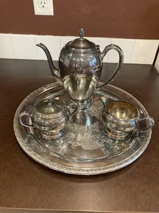 Vintage Oneida Maybrook Coffee/Tea Pot Tray, creamer & Sugar - Picture 1 of 8