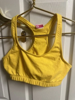 Vintage 90s Y2K Hanes Cotton Blend Sports Bra Racerback Size L XL  USA Yellow - Image 1 of 3