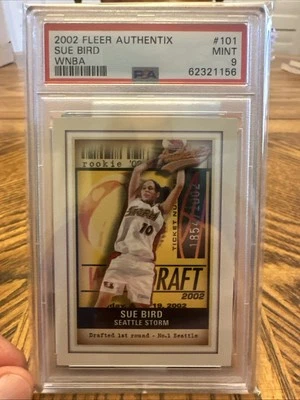 HOF!! 2002 FLEER AUTHENTIX WNBA SUE BIRD RC 101 SEATTLE STORM PSA 9  0387/2002 - Image 1 of 2