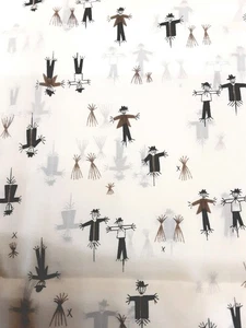 Fabric Harvest Scarecrow 6 Yds X 40 Cream Black Brown Silky Lightweight - Picture 1 of 5