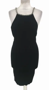Zara Women's Dress Size S Black Knit Bodycon Diamante Studded Straps Used F1 - Picture 1 of 11