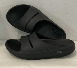 Oofos Ooahh Recovery Womens Sz 7 Men Sz 5 Slip-On Slides Black Sandals / Read - Picture 1 of 8