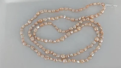 Conjunto de Colar JTV Champanhe Água Doce Cultivada 8mm Pérola Prata Ródio 48"  - Imagem 1 de 4