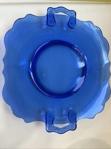 L. E. Smith Cobalt Blue Glass Mt Pleasant Pattern 10” Serving - Cake Plate - Picture 1 of 15