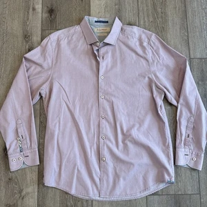Men’s Tommy Bahama Island Modern Fit Pink Button Up Shirt Large Cotton Blend - Picture 1 of 15
