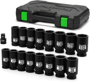 3/4" Drive Deep 6-Point Impact Socket Set, 17-Piece Jumbo Assortment, Cr-Mo, SAE - Picture 1 of 12