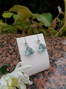 Silber Ohrringe, mit Kristall, zart grün funkelnd  - Bild 1 von 4
