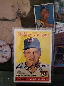 2007 Topps Heritage BOBBY MORGAN Autogramm CHICAGO CUBS blaue Tinte - Bild 1 von 11