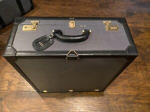 Rare Vintage Ny Collection Dinoffer, Tapestry Leather Travel Luggage Suitcase