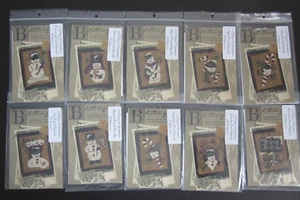 10 Buttermilk Basin DAYS OF SNOWMEN mini Punch Needle Embroidery Pattern Lot - Picture 1 of 14