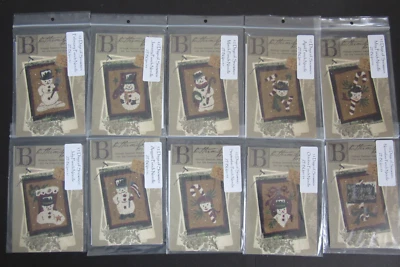 10 Buttermilk Basin DAYS OF SNOWMEN mini Punch Needle Embroidery Pattern Lot - Image 1 of 4