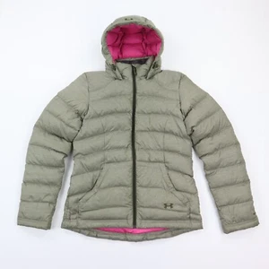 Women's Under Armour UA Storm Down Jacket Puffer Hooded Full Zip Green S SMALL - Picture 1 of 8