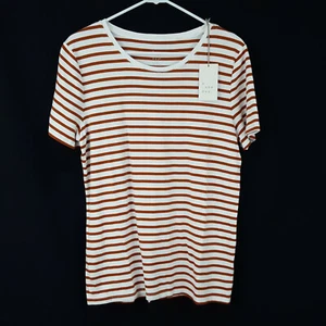 NEW A New Day Short Sleeve T-Shirt Women's Size XXL Striped Brown & White - Picture 1 of 5