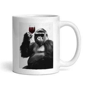 Gorilla With Red Wine - Cute Funny Kitchen Animals Sunglasses - Mug - Picture 1 of 4