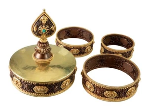 Set Angebot Des Mandala IN Kupfer Ø 15.7 CM - Ratna - Qualität Klösterliche #716 - Picture 1 of 14