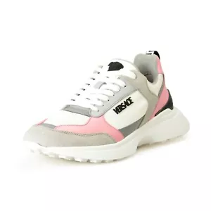 Versace Women's Logo Candy Pink & White Leather Sneakers Shoes US 10 IT 40 - Picture 1 of 8