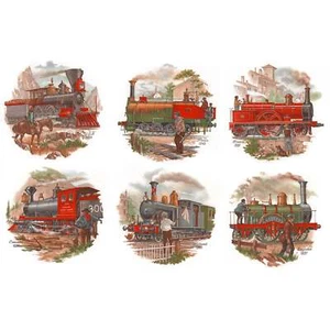 Set of 6 Classic Trains Overglaze Ceramic Decals - Picture 1 of 2