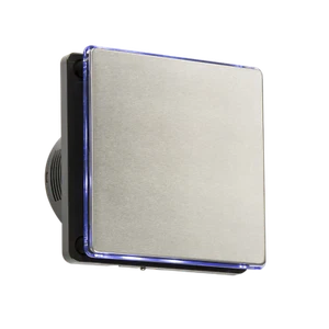 HUMIDISTAT 4" 100MM LED BACK LIT EXTRACTOR FAN OVERRUN TIMER BLACK & STAINLESS - Picture 1 of 2