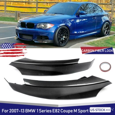 For BMW 1 Series E82 128i 135i M Sport 2007-13 Front Corner Splitter Carbon Look Foto 1 de 4