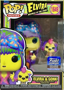 BLACKLIGHT Elvira Gonk #1649 - Funko Hollywood Exclusive w/Pop Protector - Picture 1 of 3