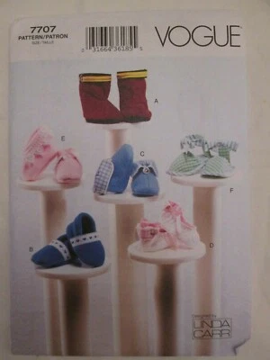 Vogue 7707 Linda Carr Baby Booties Pattern Girl Boy Infant Shower Gift Uncut  - Image 1 of 2