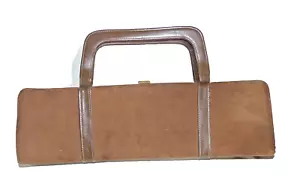 Vintage braune Wildleder Leder Handtasche lang & schmal 14 x 4 Mod Retro cool - Bild 1 von 8