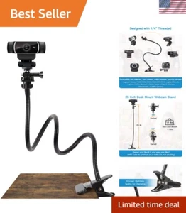 Flexible Gooseneck Desk Clamp Webcam Mount for Logitech C920, C922, Brio 4K - Picture 1 of 11