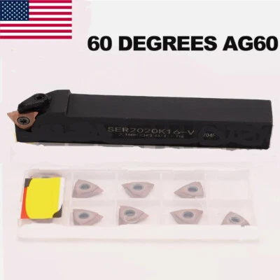 20mm Lathe Threading Turning Tool Holder Vertical + 60° Carbide Threading Insert - Image 1 of 4