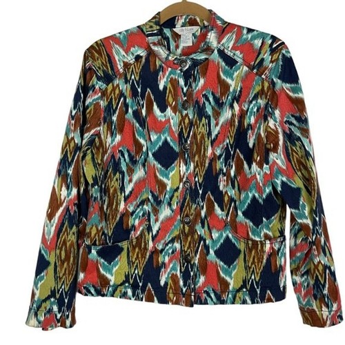 City Blues by Koret Womens Multi Color Paint Brush Jacket Button Up