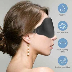 Máscara de ojos de seda de viaje 3D para dormir suave acolchada cubierta de sombra descanso relajar venda para los ojos - Imagen 1 de 10