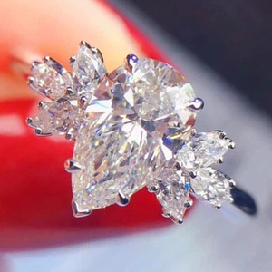 925 Silber gefüllte Eheringe hübsche Damen Zirkonia Schmuck Größe 6-10 - Bild 1 von 4